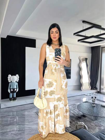 VESTIDO LONGO DE CREEP -TAMANHO UNICO 38 AO 42