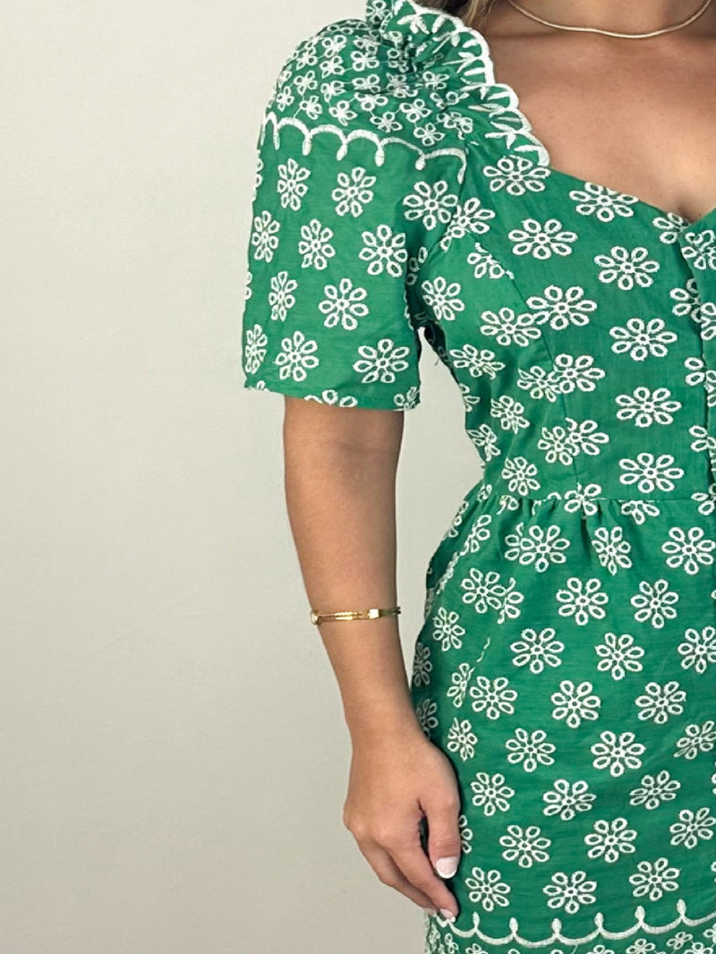 Vestido Feminino de Lese com Babado/Vestido Midi - Charme