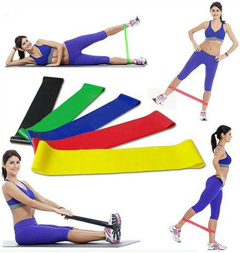 Kit 5 Faixas Elásticas Para Exercícios Multifuncional Yoga Fisioterapia e Trei