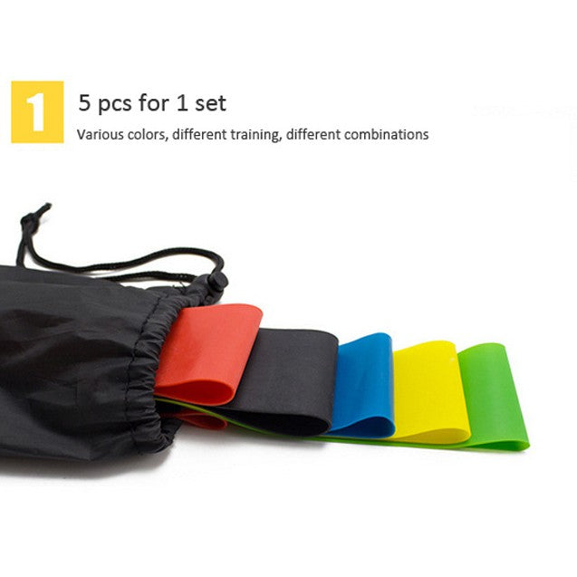 Kit 5 Faixas Elásticas Para Exercícios Multifuncional Yoga Fisioterapia e Trei